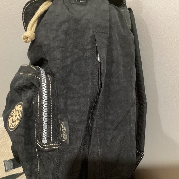Kipling Black Nylon Backpack w/ Sven Gorilla Charm Drawstring Flap Lightweight
